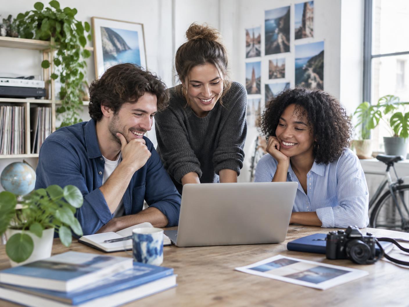 Kreative Freunde arbeiten gemeinsam
